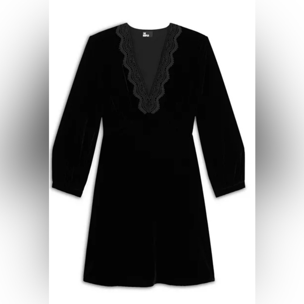 The Kooples NWT Black Velvet Lace Collar Mini Dress